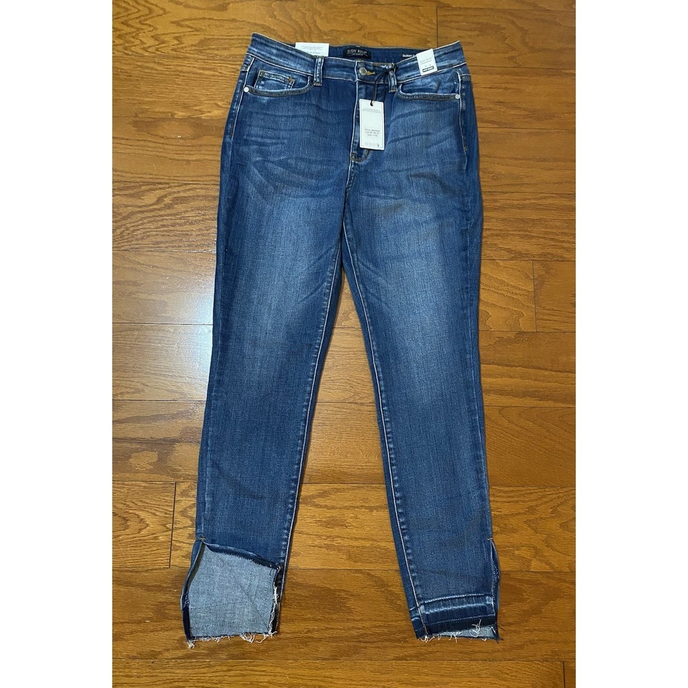 Judy Blue Jeans Womens 11/30 Medium Blue High Waist Skinny Fit Slit Hem New! NWT